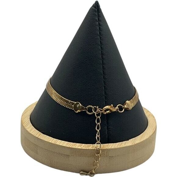 Gold Herringbone Chain Bracelet Adjustable Lobster Clasp - Picture 6 of 6